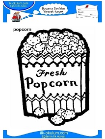 Çocuklar İçin Popcorn Boyama Sayfaları 